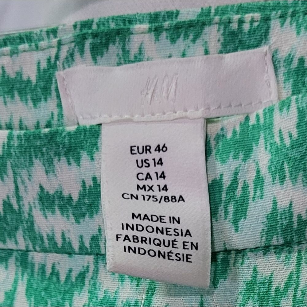 H&M Women's NWT Green Printed High Slit Midi High Waisted Skirt Size 14 - Picture 3 of 12